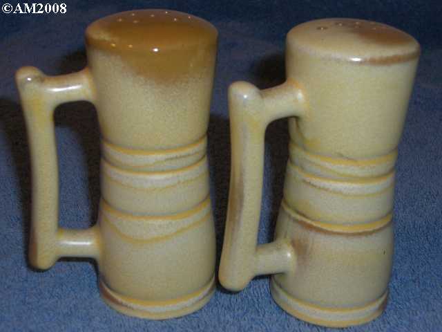 Frankoma ringed shakers glazed desert gold